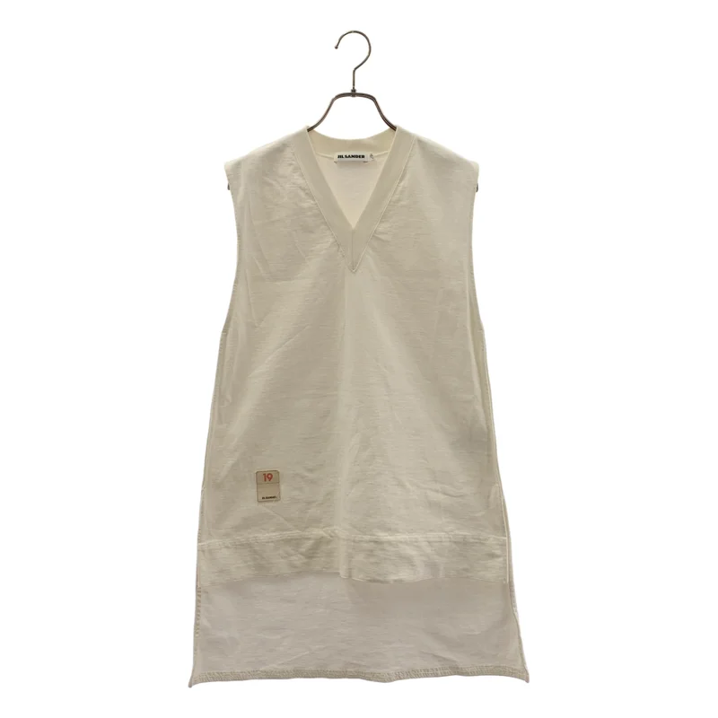 JIL SANDER / ジルサンダー | Vネック カットアウト ノースリーブ カットソー | S | レディース