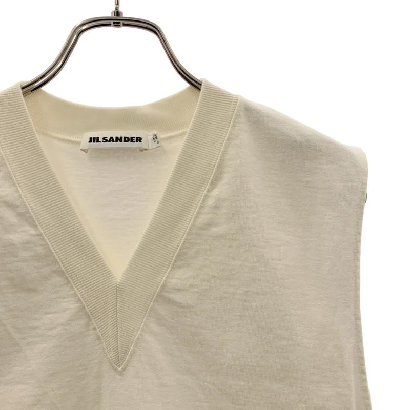 JIL SANDER / ジルサンダー | Vネック カットアウト ノースリーブ カットソー | S | レディース