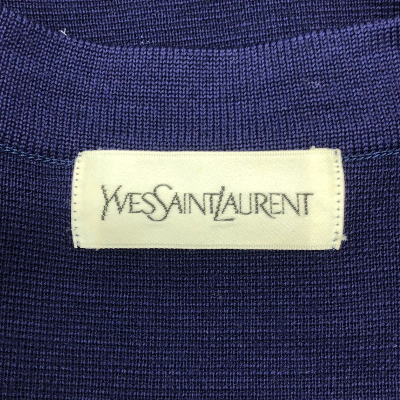 YVES SAINT LAURENT / イヴサンローラン | ウール ロゴ刺しゅう Vネック ロングカーディガン | M | レディース