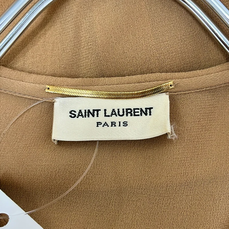 SAINT LAURENT PARIS / サンローランパリ | シルク ピンタック ラウンドカラーシャツ |