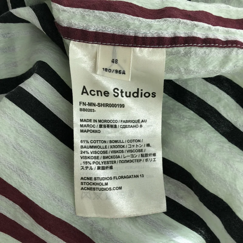 Acne Studios / アクネストゥディオズ | コットン混 ストライプ オープンカラーシャツ | 48 | メンズ