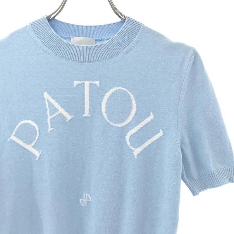 PATOU / パトゥ | コットン ロゴ ニットTシャツ | S | レディース