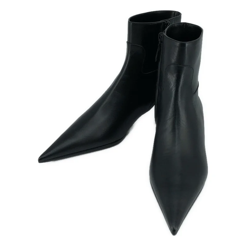 BALENCIAGA / バレンシアガ | サイドZIP ポインテッドトゥ レザーショートブーツ 531751 | 38 | レディース