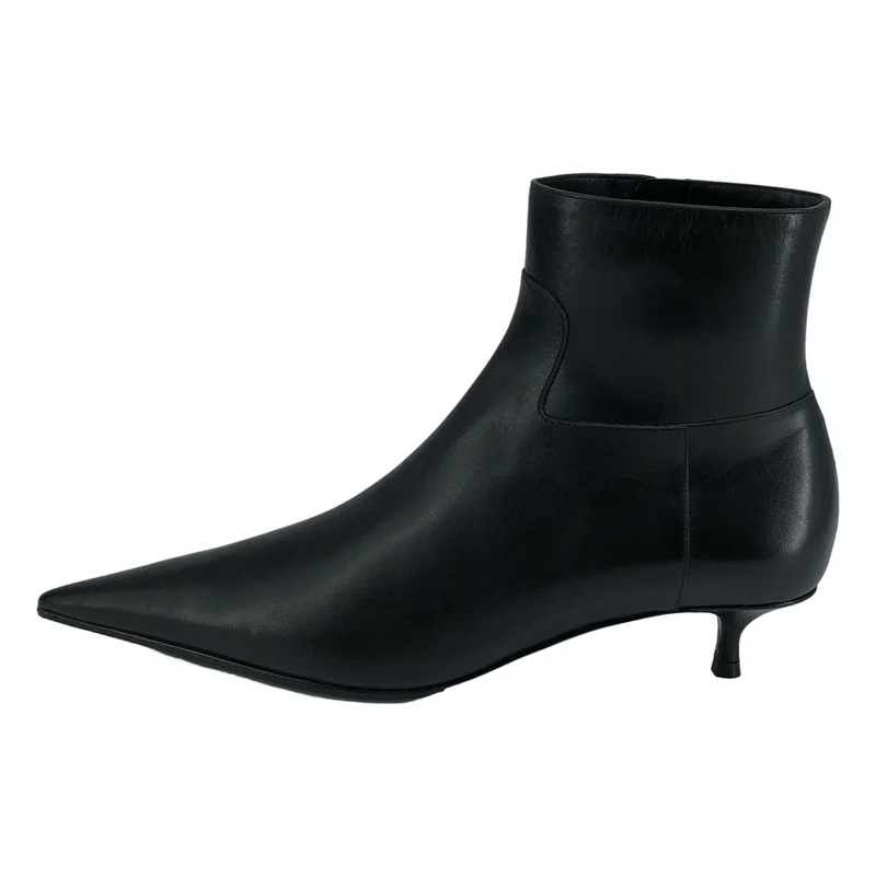 BALENCIAGA / バレンシアガ | サイドZIP ポインテッドトゥ レザーショートブーツ 531751 | 38 | レディース