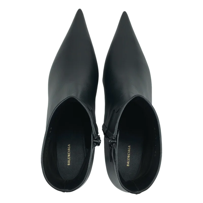 BALENCIAGA / バレンシアガ | サイドZIP ポインテッドトゥ レザーショートブーツ 531751 | 38 | レディース