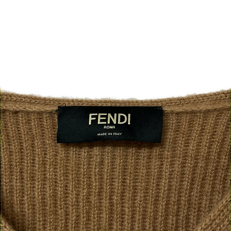 FENDI / フェンディ | キャメル Vネック リブニット | 48 | メンズ