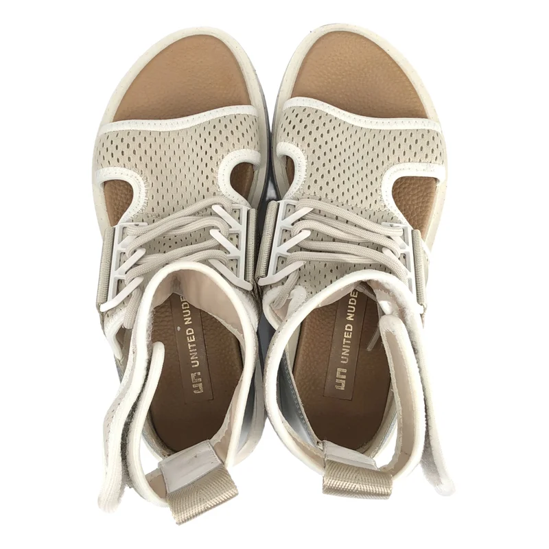 UNITED NUDE / ユナイテッドヌード | メッシュ レザーコンビ アンクルストラップ プラットフォームサンダル | 35 | レディース