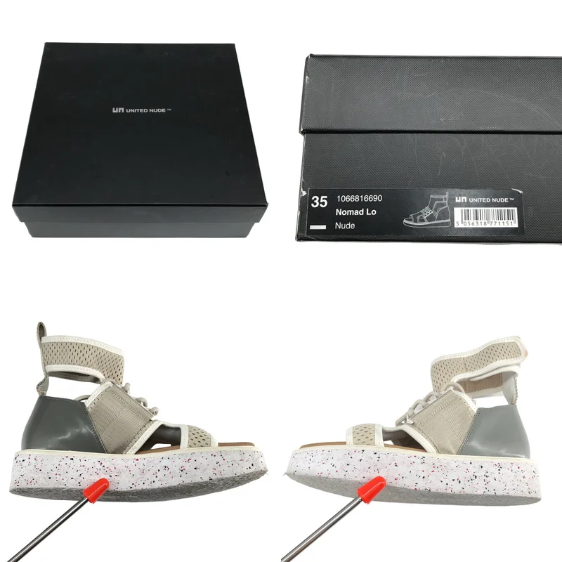 UNITED NUDE / ユナイテッドヌード | メッシュ レザーコンビ アンクルストラップ プラットフォームサンダル | 35 | レディース