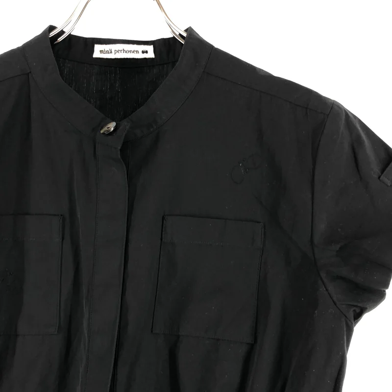 めろん 美品　ミナペルホネン　黒リネンローブカーデ　36 定価8.9万】ミナペルホネン mina perhonen timberlineリネンシルク