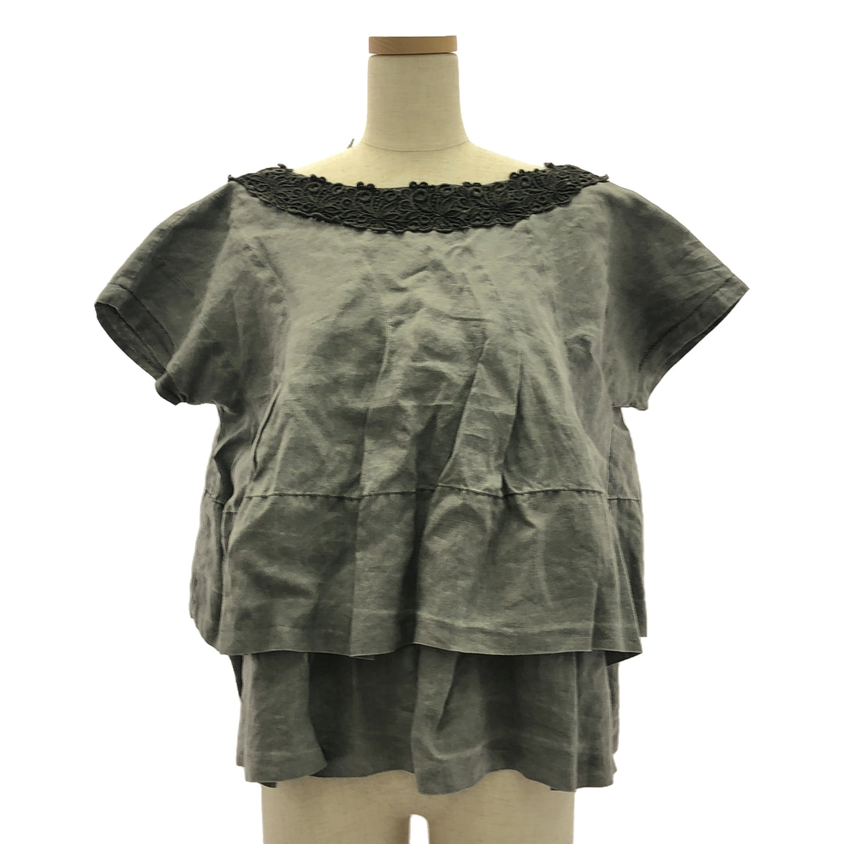 tricot COMME des GARCONS - tricot COMME des GARCONS / トリココムデギャルソン | 2015SS | 製品染め 変形 バックリボン フリル オーバー ブラウス | M | グレー | レディース tricot COMME des GARCONS / トリココムデギャルソン | 2015SS | 製品