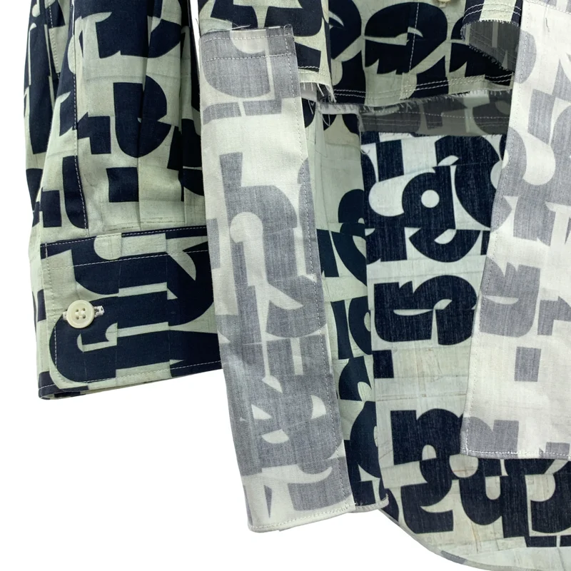 COMME des GARCONS HOMME PLUS / コムデギャルソンオムプリュス | 2018AW | コットン 英字プリント 捻れ変形シャツ | S | メンズ