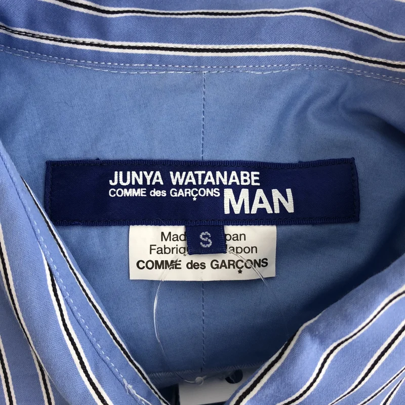 JUNYAWATANABE COMMEdesGARCONS MAN / ジュンヤワタナベマン | 2020AW | コットン ストライプ切り替え ワイドカラーシャツ | S | メンズ