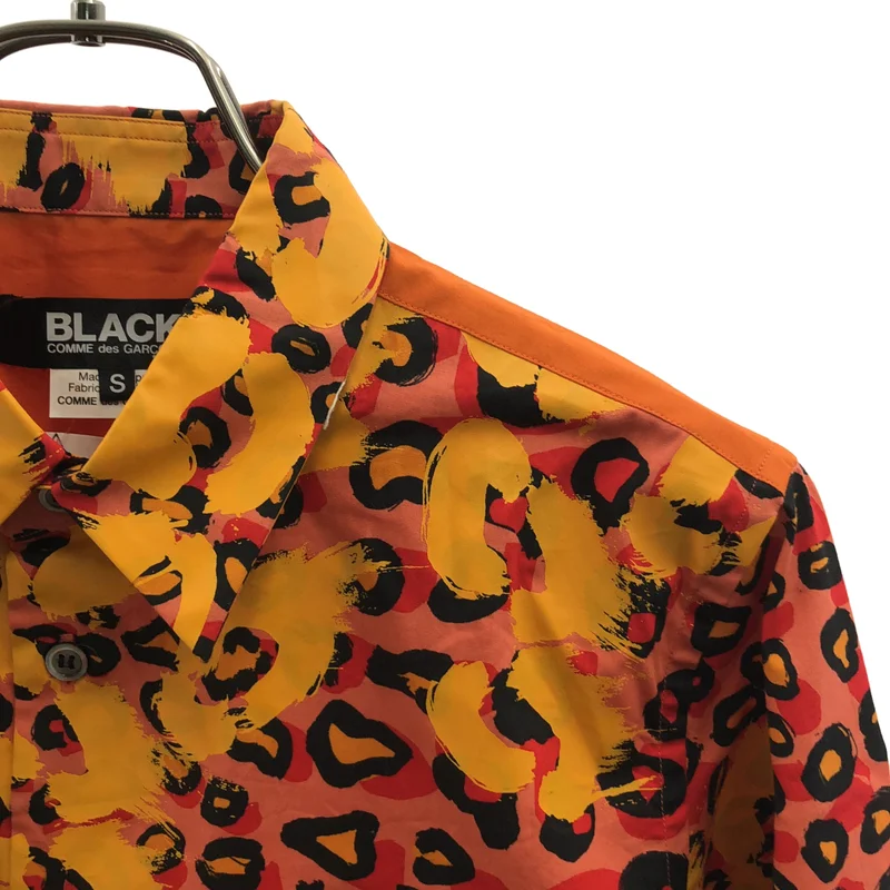 BLACK COMME des GARCONS / ブラックコムデギャルソン | 2021SS | 総柄 レオパード プリント加工 シャツ | S | メンズ