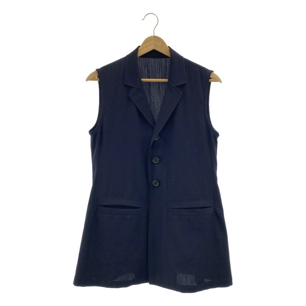 【美品】  Y's / ワイズヨウジヤマモト | 1995SS | ウールギャバ 3B ベスト | ネイビー | レディース 美品】 Y's / ワイズヨウジヤマモト | 1995SS | ウールギャバ 3B