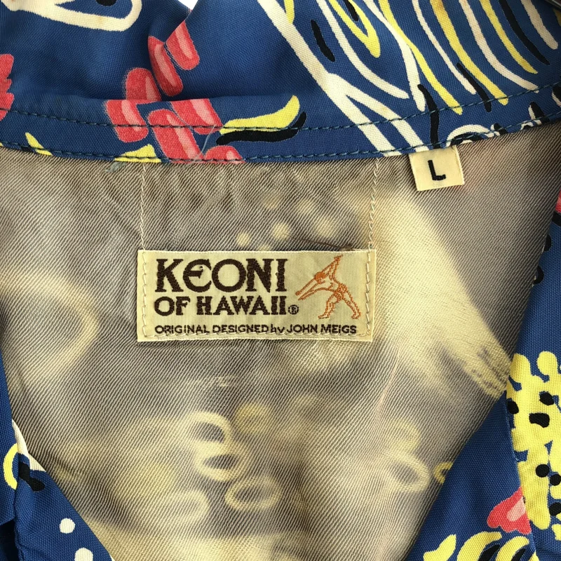 KEONI OF HAWAII SUN SURF / ケオニオブハワイサンサーフ | 総柄 レーヨン アロハシャツ | L | メンズ