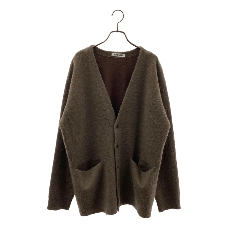 【美品】  ATTACHMENT / アタッチメント | 2022AW | WO/NY MOHAIR x PE DOUBLE FACE KNIT CARDIGAN / ウール モヘヤ混 ダブルフェイス ニットカーディガン | 2 | グレー | メンズ ATTACHMENT / アタッチメント | 2022AW | WO/NY MOHAIR x PE DOUBLE