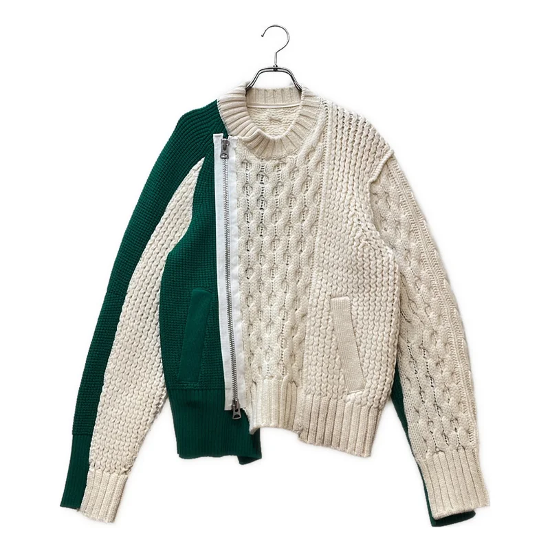 sacai / サカイ | 2021AW | Wool Knit Zip Up Blouson / ウール ニットドッキング ジップアップブルゾン | 2 | メンズ
