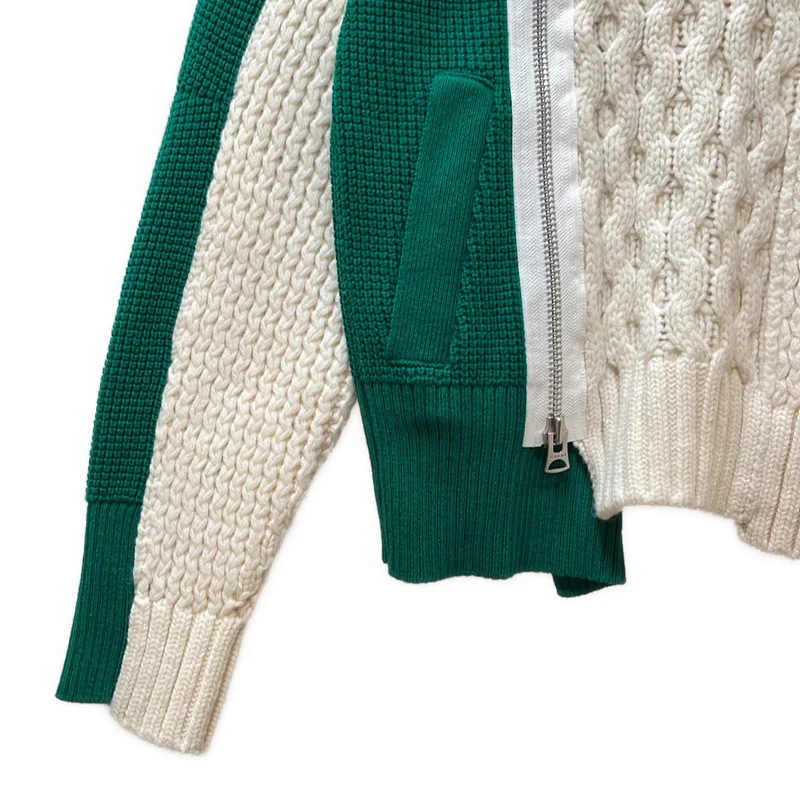 sacai / サカイ | 2021AW | Wool Knit Zip Up Blouson / ウール ニットドッキング ジップアップブルゾン | 2 | メンズ