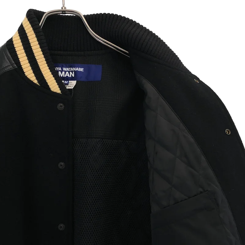 JUNYA WATANABE MAN / ジュンヤワタナベマン | 2023AW | ウールメルトン ナイロンオックス フェイクレザー スタジアムジャンパー | M | メンズ