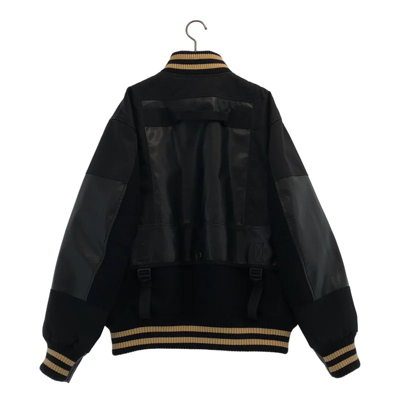 JUNYA WATANABE MAN / ジュンヤワタナベマン | 2023AW | ウールメルトン ナイロンオックス フェイクレザー スタジアムジャンパー | M | メンズ