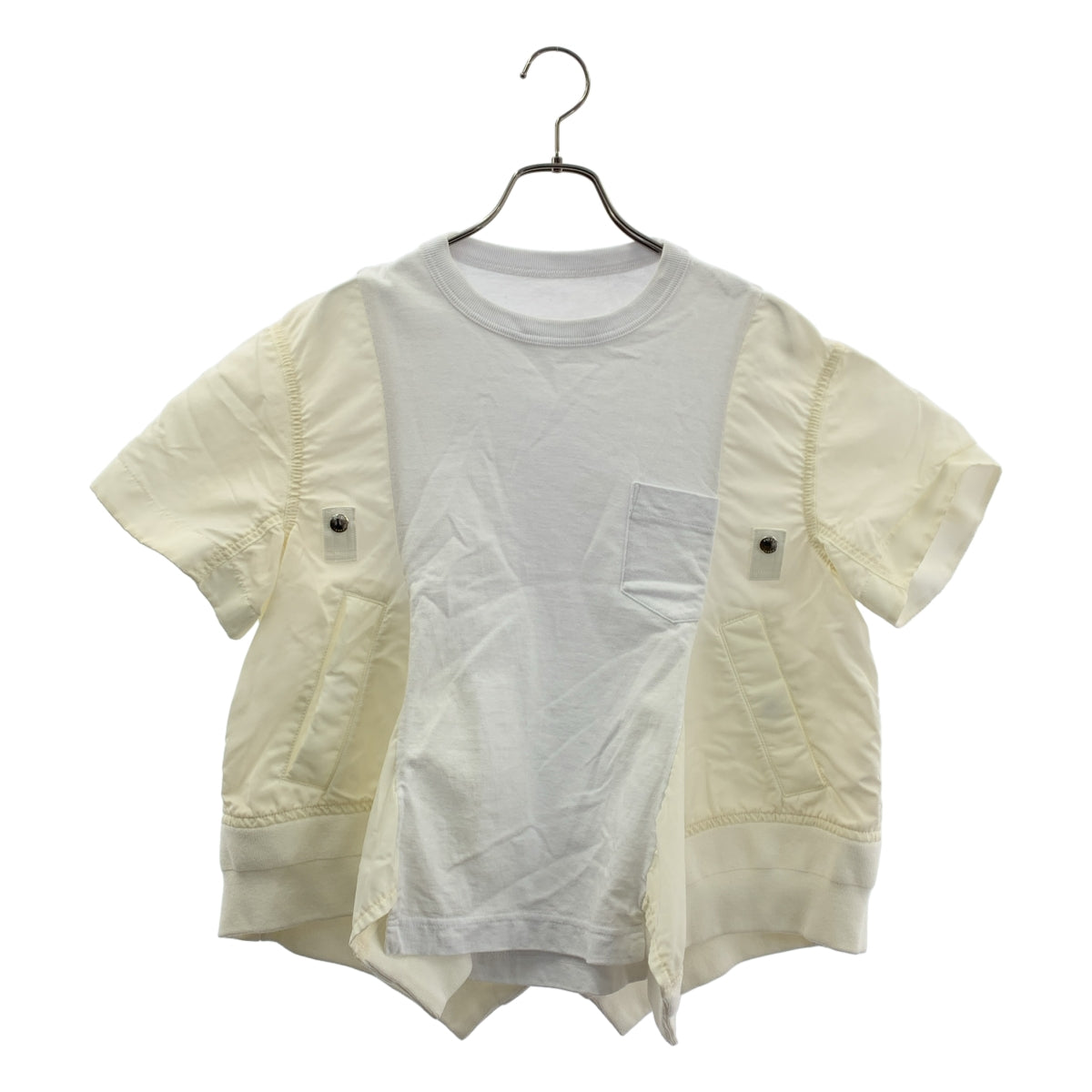 sacai / サカイ | 2025 | NYLON TWILL × COTTON JERSEY T-SHIRT Tシャツ | 2 | ホワイト/アイボリー | レディース sacai / サカイ | 2025 | NYLON TWILL × COTTON JERSEY T-SHIRT T