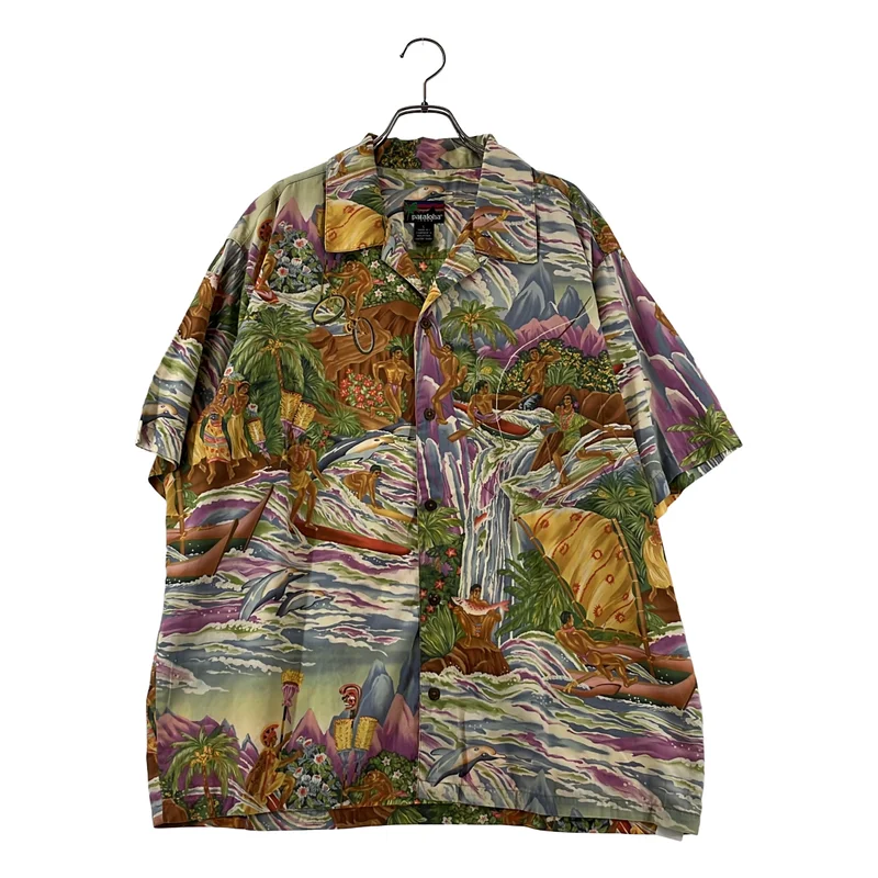 pataloha patagonia / パタゴニアパタロハ | Paradise Multi Aloha Shirt サベージ メニュー 柄 アロハ オープンカラーシャツ | L | メンズ