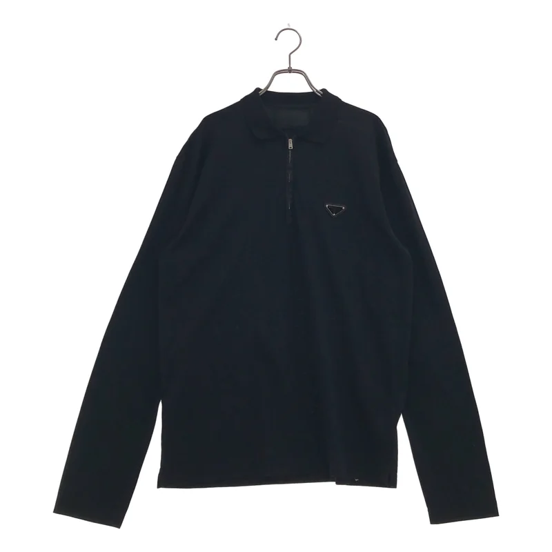 PRADA / プラダ | 2024年製 | Re-Nylon LONG-SLEEVED PIQUE / リサイクルナイロン ジップアップ ロングスリーブポロシャツ | L | メンズ