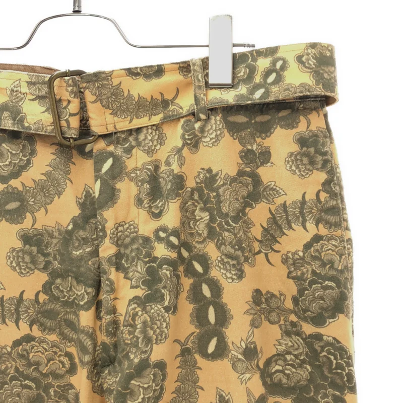 DRIES VAN NOTEN / ドリスヴァンノッテン | 2018SS | コットン リネン フラワープリント ベルテッドパンツ | 48 | メンズ