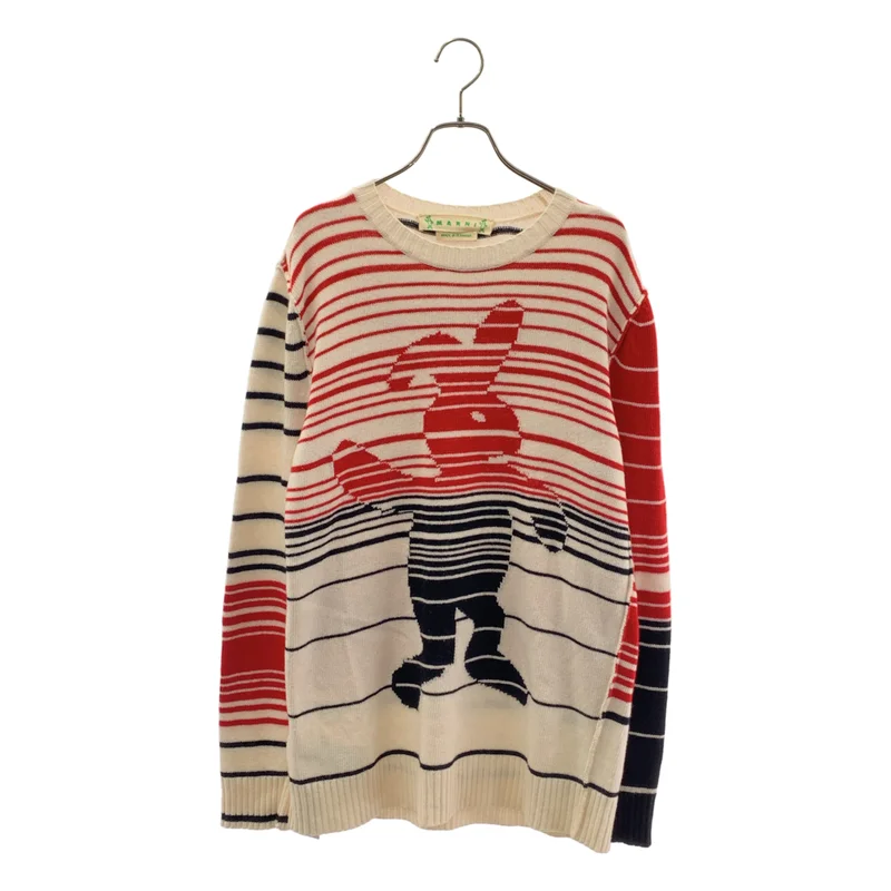 MARNI / マルニ | DANCE BUNNY SWEATER / ウール カシミヤ混 ラビット バイカラー ボーダーニット | 42 | レディース