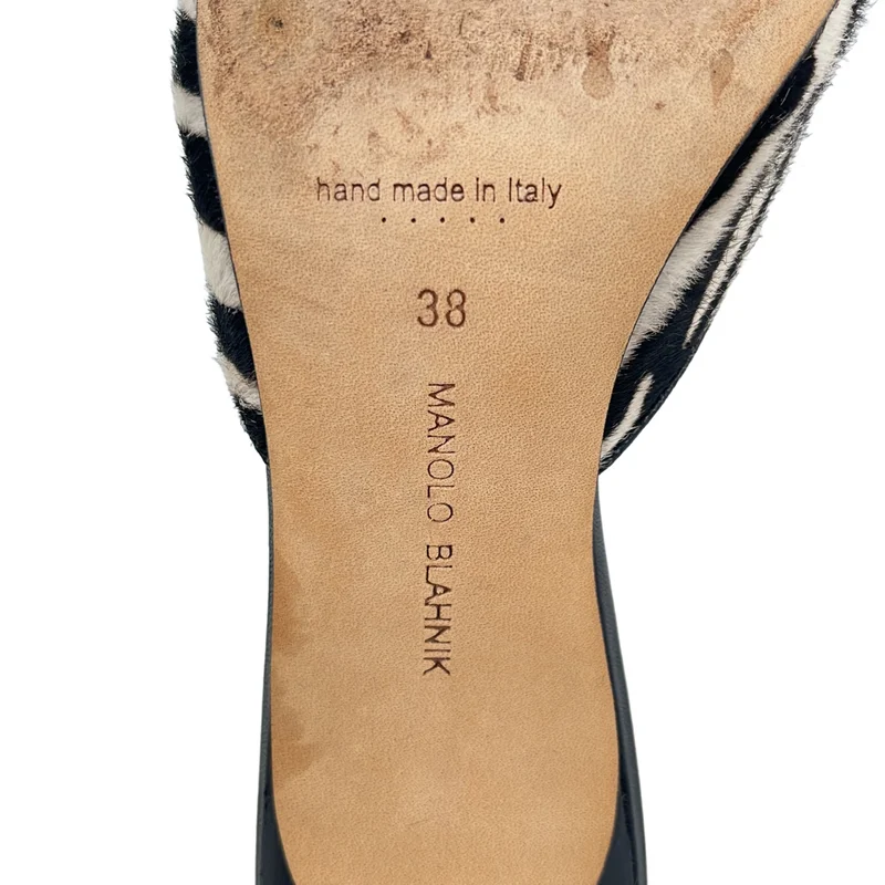 MANOLO BLAHNIK / マノロブラニク | レオパード ビーズバックル ポインテッドトゥ ミュールサンダル | 38 | レディース