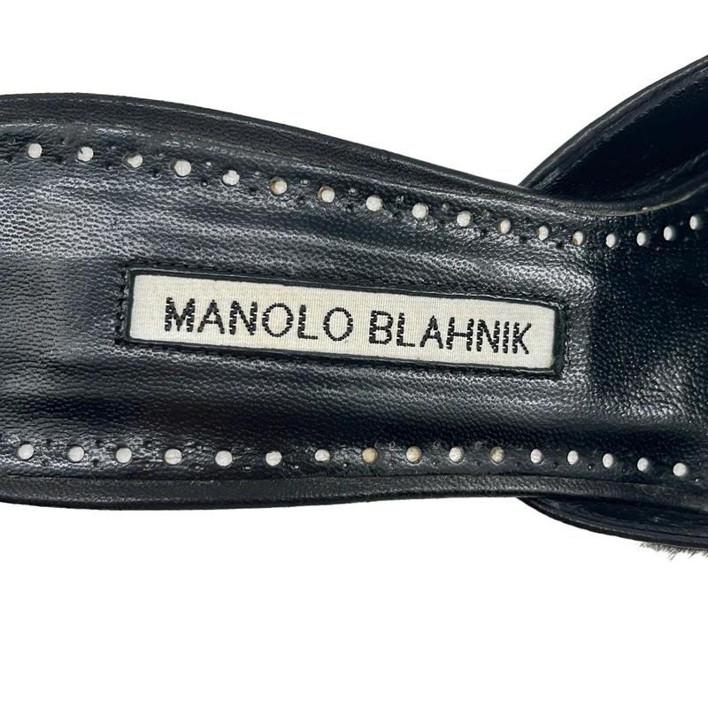 MANOLO BLAHNIK / マノロブラニク | レオパード ビーズバックル ポインテッドトゥ ミュールサンダル | 38 | レディース