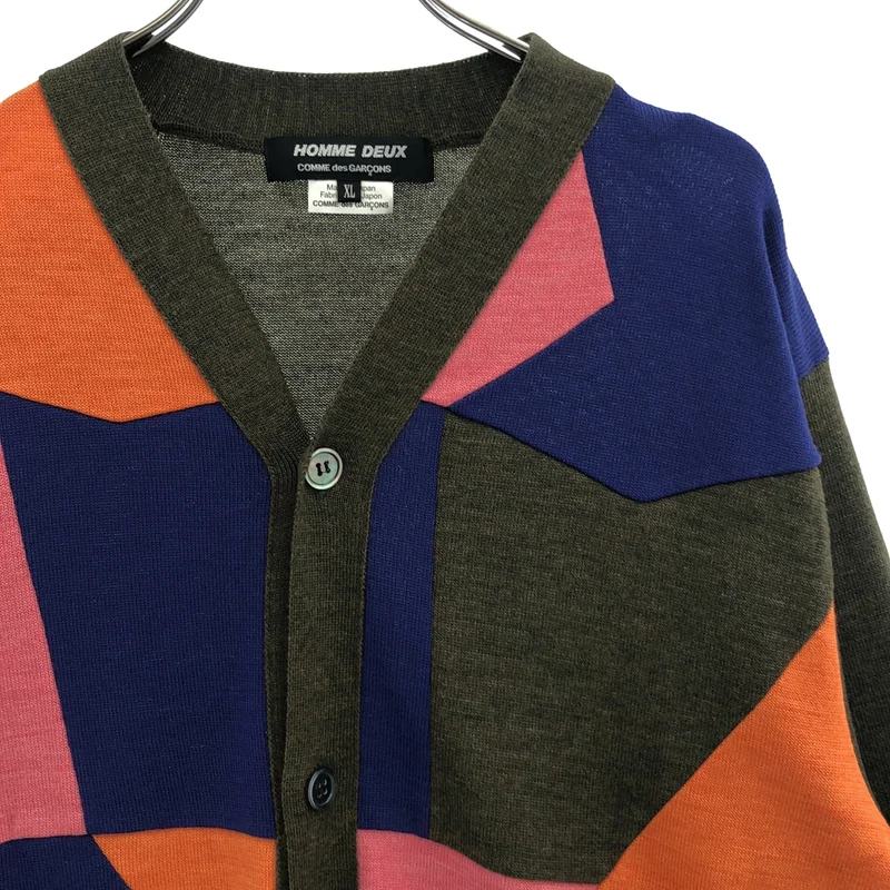 COMME des GARCONS HOMME DEUX / コムデギャルソンオムドゥ | 2025AW | WOOL CARDIGAN PATCHWORK ウール パッチワーク ニット カーディガン | XL | メンズ