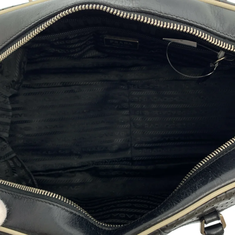 PRADA / プラダ | 2000SS | leather hand bag / レザー パンチング ボーリング ボストン ハンドバッグ / ロゴ総裏地 |