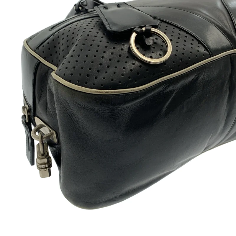 PRADA / プラダ | 2000SS | leather hand bag / レザー パンチング ボーリング ボストン ハンドバッグ / ロゴ総裏地 |