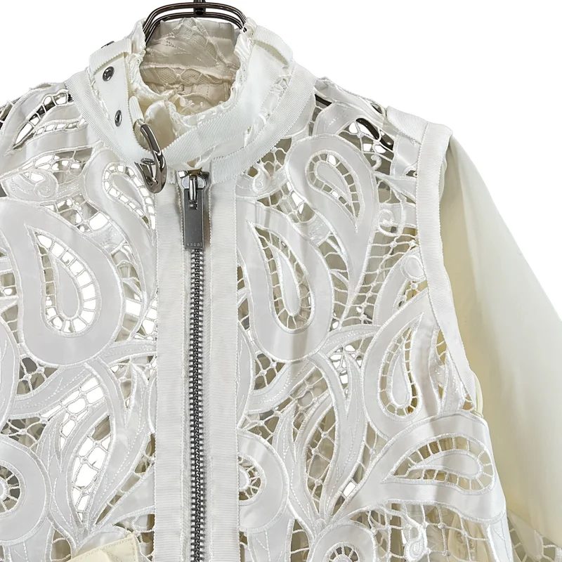 sacai / サカイ | 異素材切替 エンブロイダリー レース ジャケット | 1 | レディース