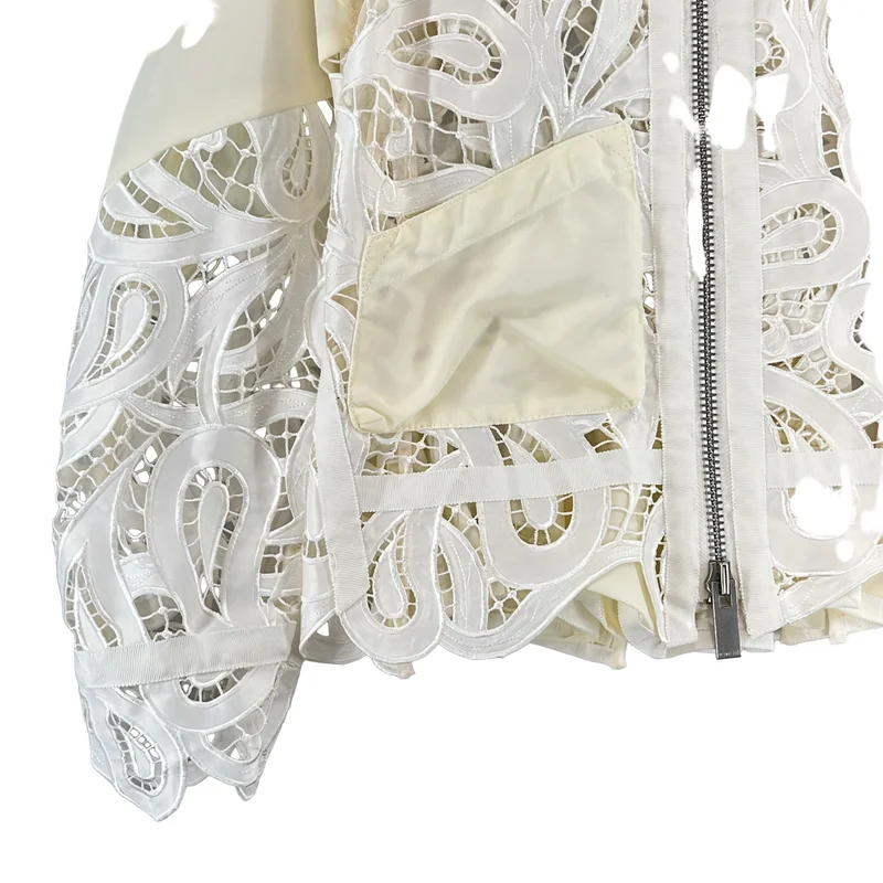 sacai / サカイ | 異素材切替 エンブロイダリー レース ジャケット | 1 | レディース