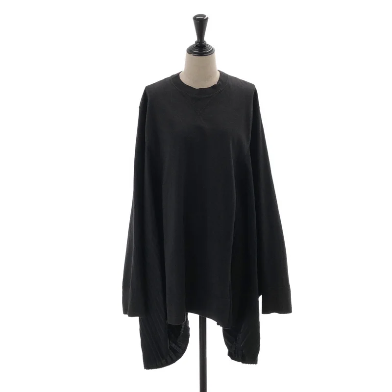 JUNYA WATANABE COMME des GARCONS / ジュンヤワタナベ | 2021AW | コットン ウール プリーツドッキング ワイドスウェット | S | レディース