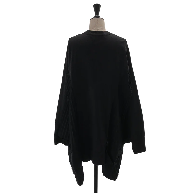 JUNYA WATANABE COMME des GARCONS / ジュンヤワタナベ | 2021AW | コットン ウール プリーツドッキング ワイドスウェット | S | レディース