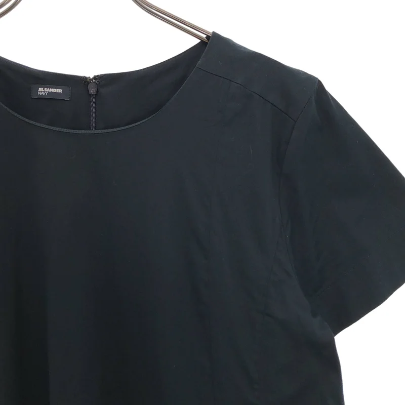 JIL SANDER NAVY / ジルサンダーネイビー | コットン ストレッチ ノースリーブ ワンピース | 34 | レディース