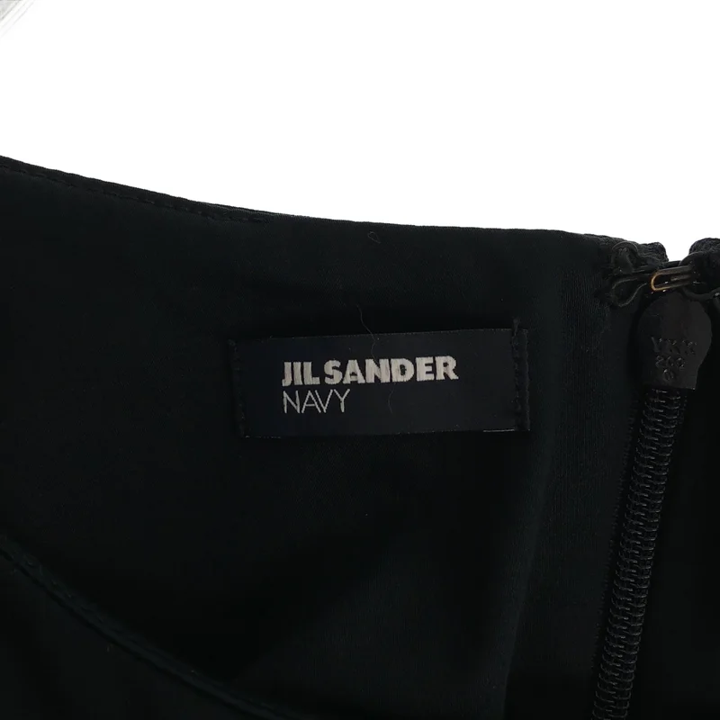 JIL SANDER NAVY / ジルサンダーネイビー | コットン ストレッチ ノースリーブ ワンピース | 34 | レディース