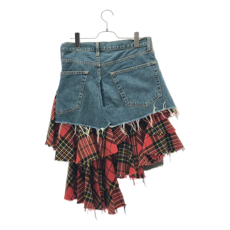 JUNYA WATANABE COMME des GARCONS / ジュンヤワタナベ | 2004AW | デニム ウール チェック スカート JN S087 | M | レディース