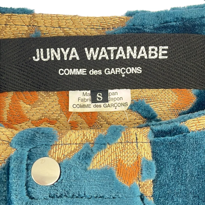 JUNYA WATANABE COMME des GARCONS / ジュンヤワタナベ | 2017AW | ベルベット フラワージャガード ノーカラー ロングジャケット | S | レディース
