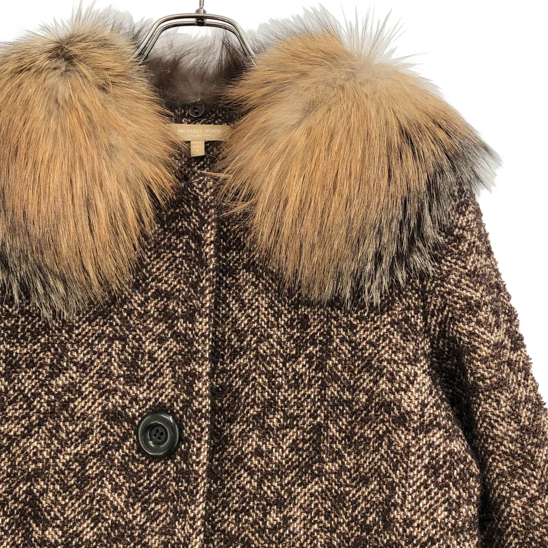 MICHAEL KORS / マイケルコース | ツイード ファーカラーコート | 4 | レディース