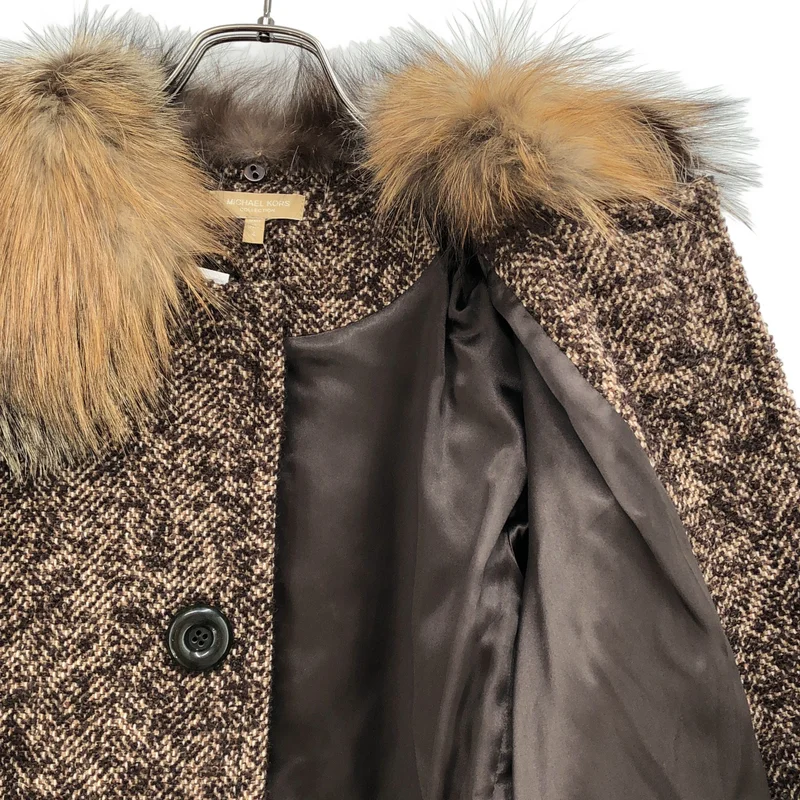 MICHAEL KORS / マイケルコース | ツイード ファーカラーコート | 4 | レディース