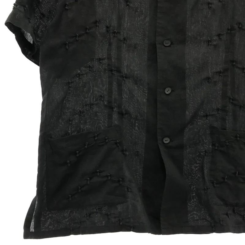 HaaT ISSEY MIYAKE / ハートイッセイミヤケ | コットン ナイロン 刺しゅう ショートスリーブ バンドカラーシャツ | 3 | レディース