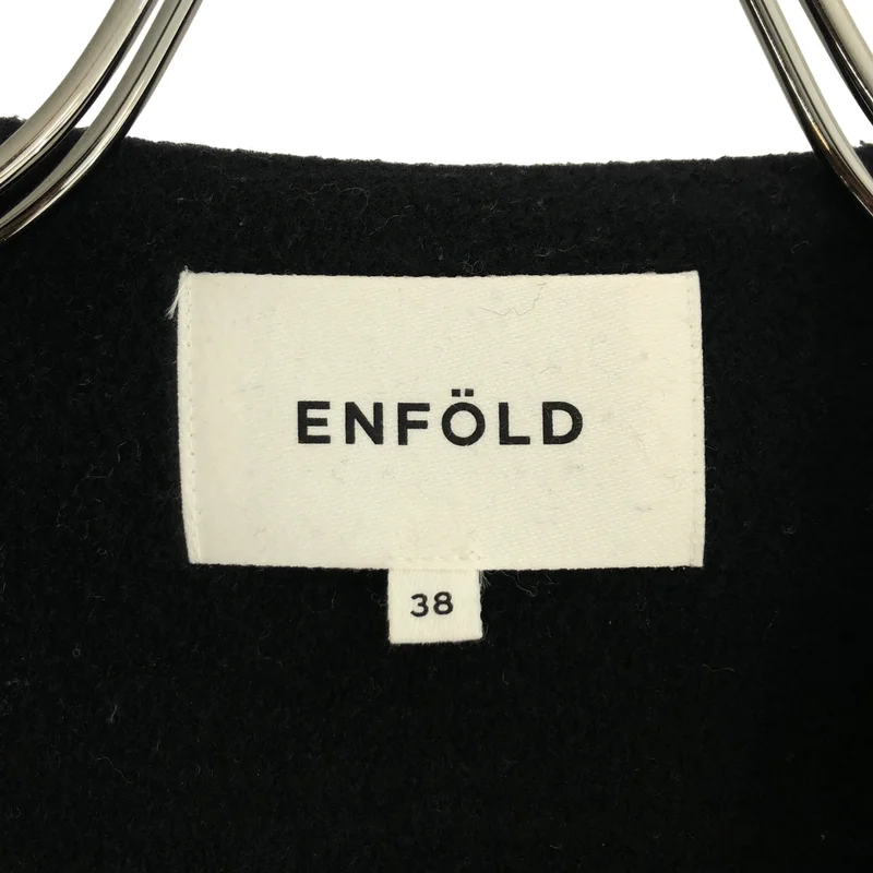 ENFOLD / エンフォルド | ウール ソフトリバー スリット ノーカラーオーバーコート | 38 | レディース