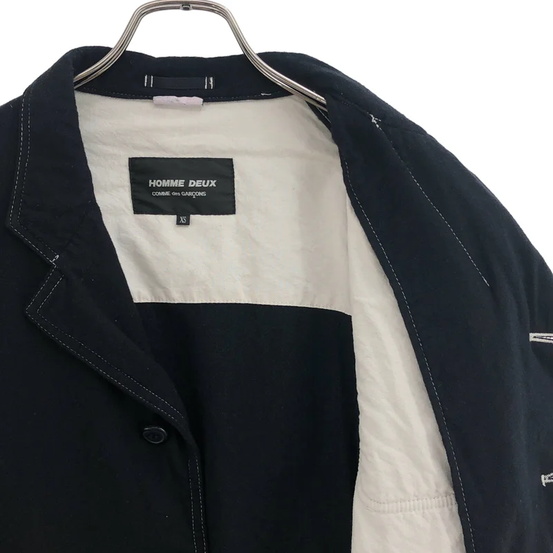 COMME des GARCONS HOMME DEUX / コムデギャルソンオムドゥ | 2016SS | ウール カシミヤ混 ホワイトステッチ  4B ジャケット | XS | メンズ