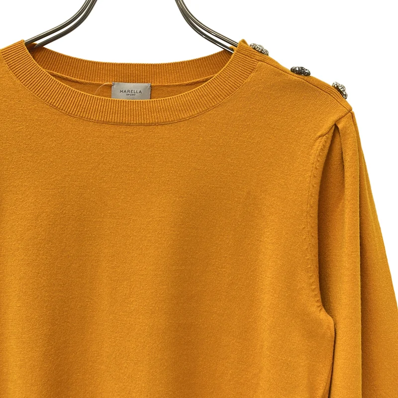 MARELLA / マレーラ | Maglia Yser ラインストーンショルダー パフスリーブニット | M | レディース