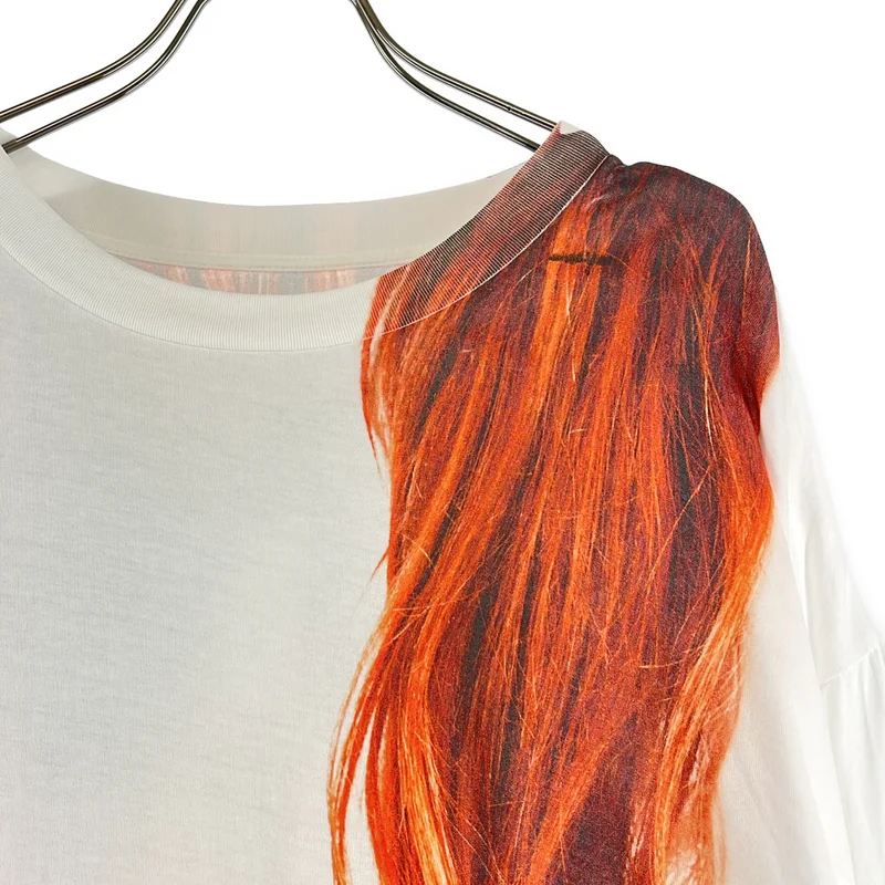 MM6 Maison Margiela / エムエムシックスメゾンマルジェラ | コットン ヘアプリント ロング Tシャツ | S | メンズ