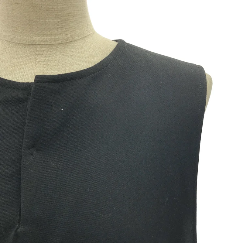 Y's / ワイズヨウジヤマモト | 2022AW | WOOL GABARDINE RIGHT FLAP BUTTON DRESS / ウールギャバ ライトフラップボタン ノースリーブドレス | 2 | レディース
